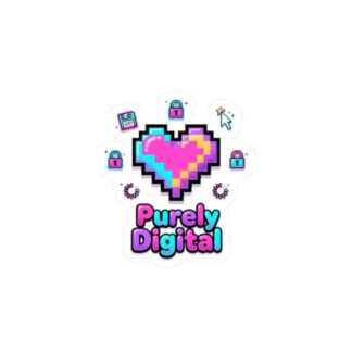 Purely Digital Pixel Heart Sticker | Y2K Retro Tech, virtual pet nostalgia
