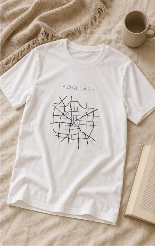 dallas city map tshirt style match 04 top right dallas city map tshirt style match 04 top right